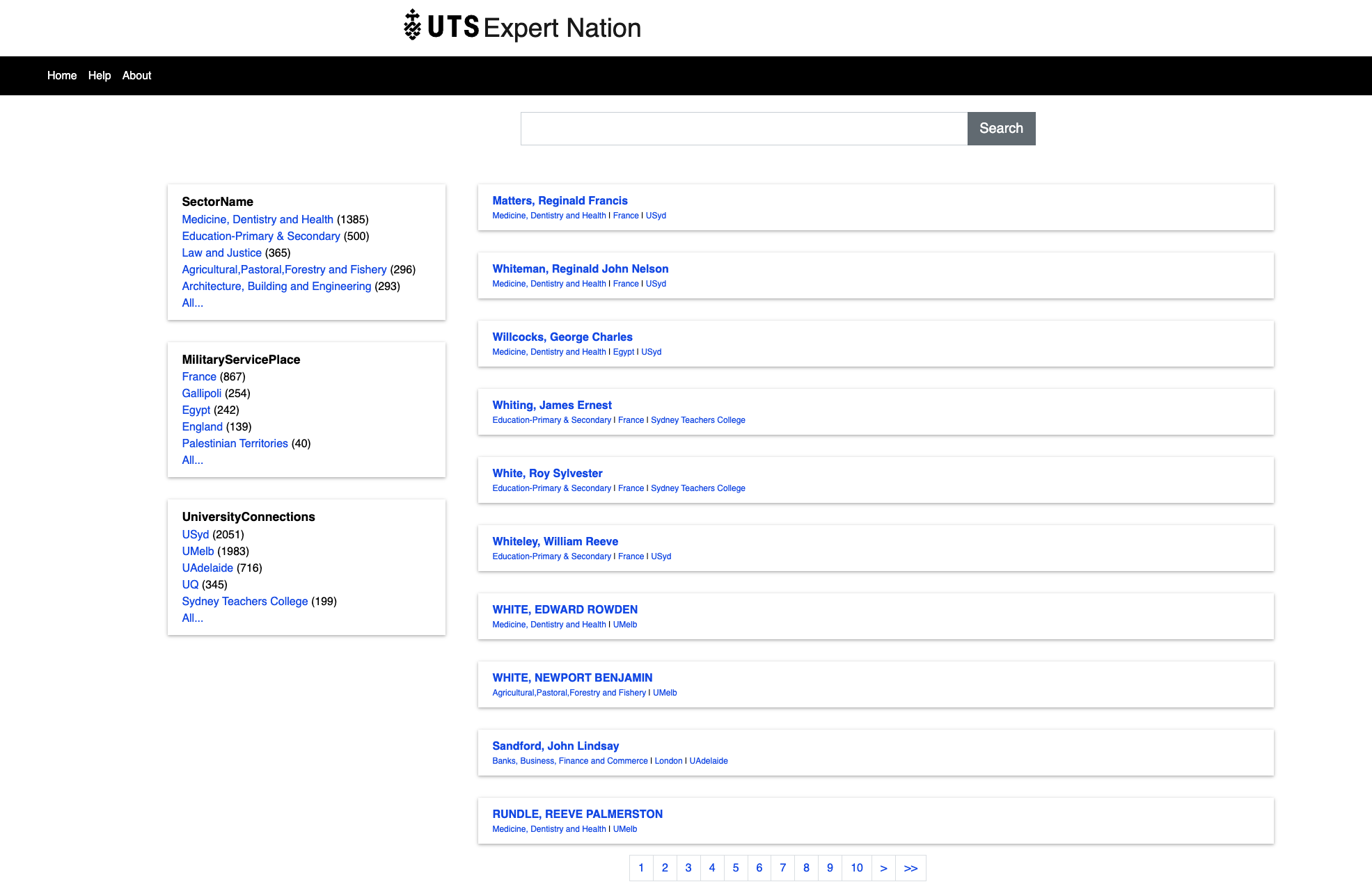 Screenshot of the Expert Nation Portal 2020 snapshot showing a website with faceted search /fundamentals/implementation-patterns/image-1.png